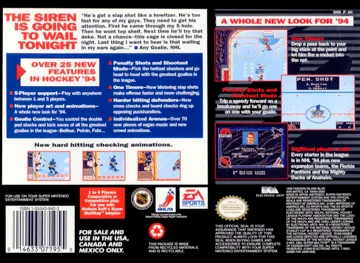 NHL '94 (USA) (Beta) box cover back